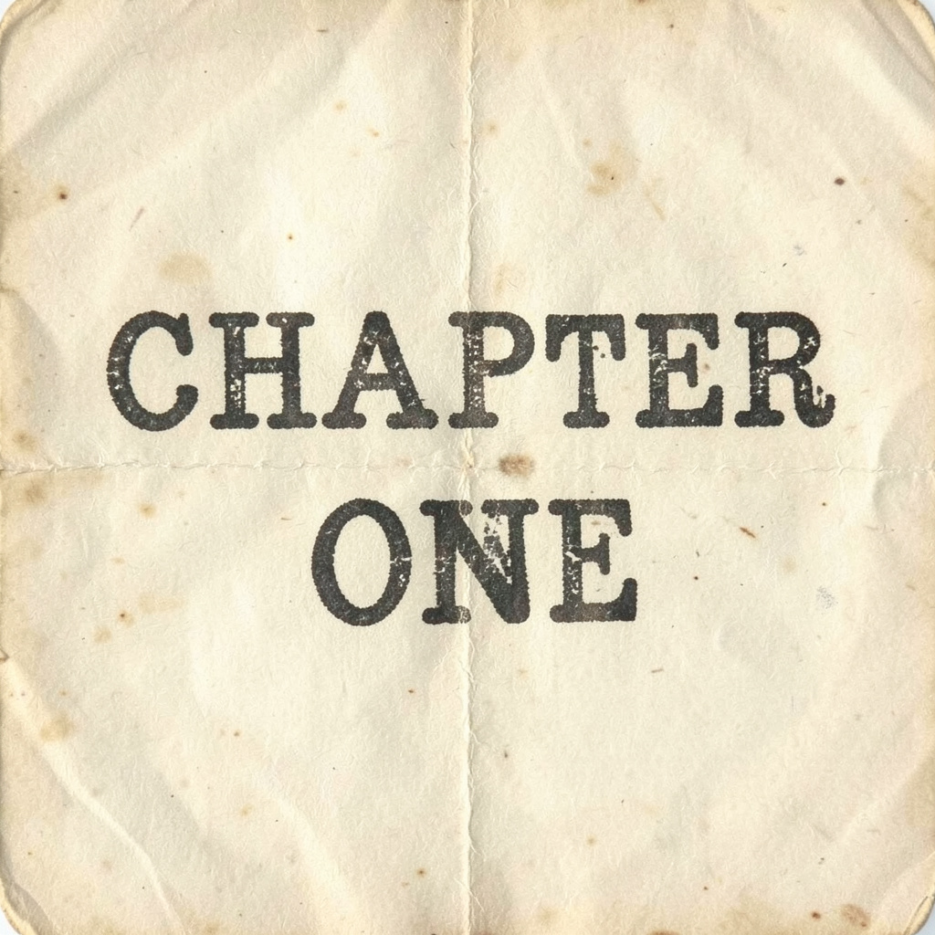 The word 'CHAPTER ONE' typed on aged paper with a vintage ty