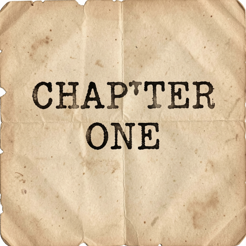 The word 'CHAPTER ONE' typed on aged paper with a vintage ty