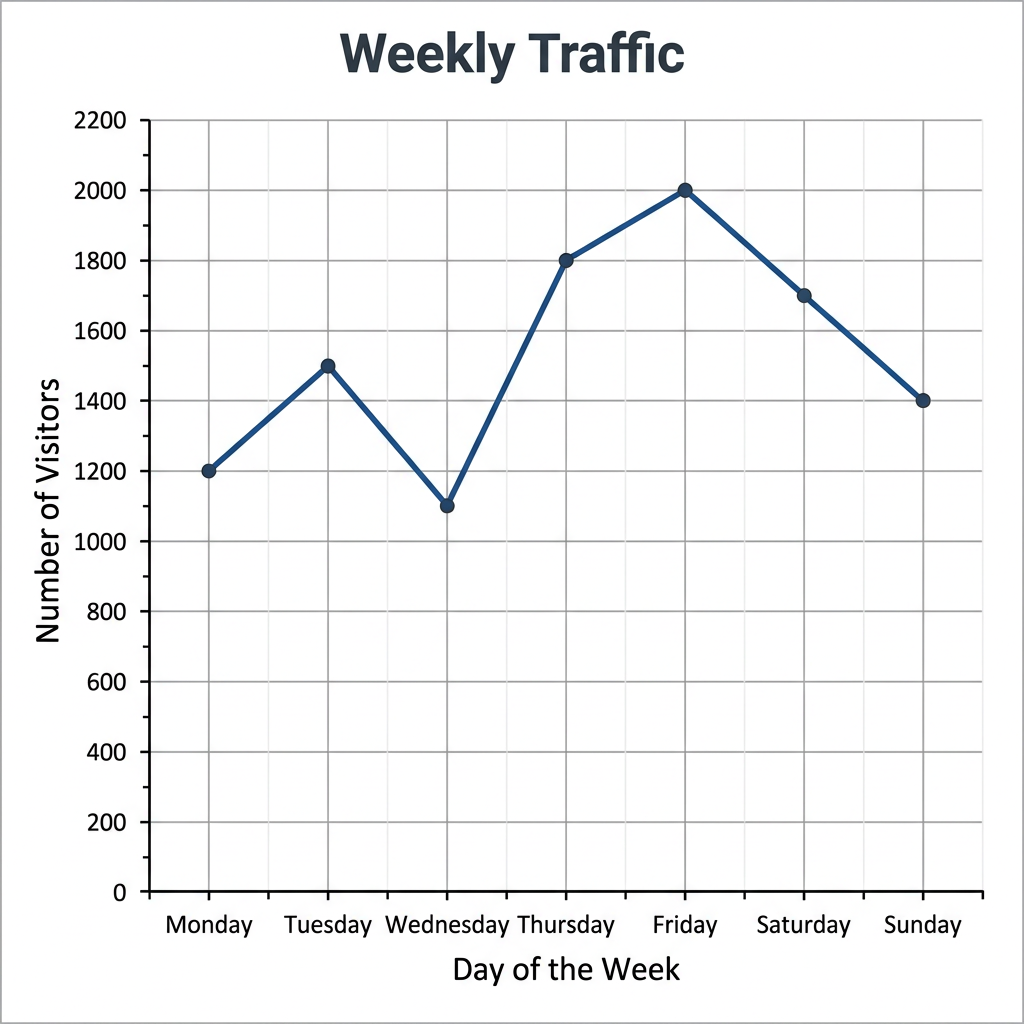 A simple line graph showing daily website visitors over one 