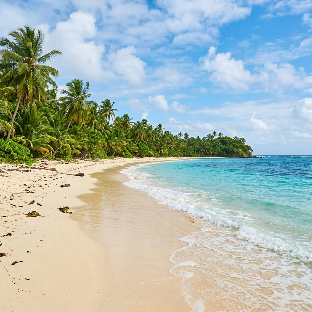 A tropical beach scene with no people