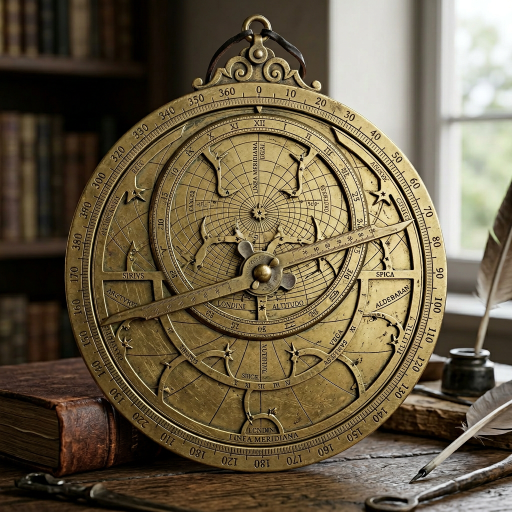 A medieval astrolabe with accurate rete, tympan, and engrave