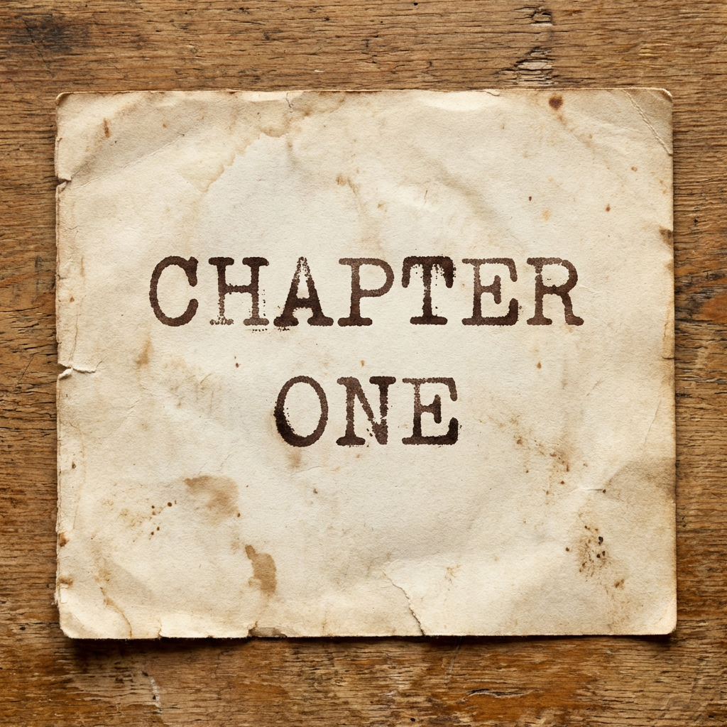 The word 'CHAPTER ONE' typed on aged paper with a vintage ty